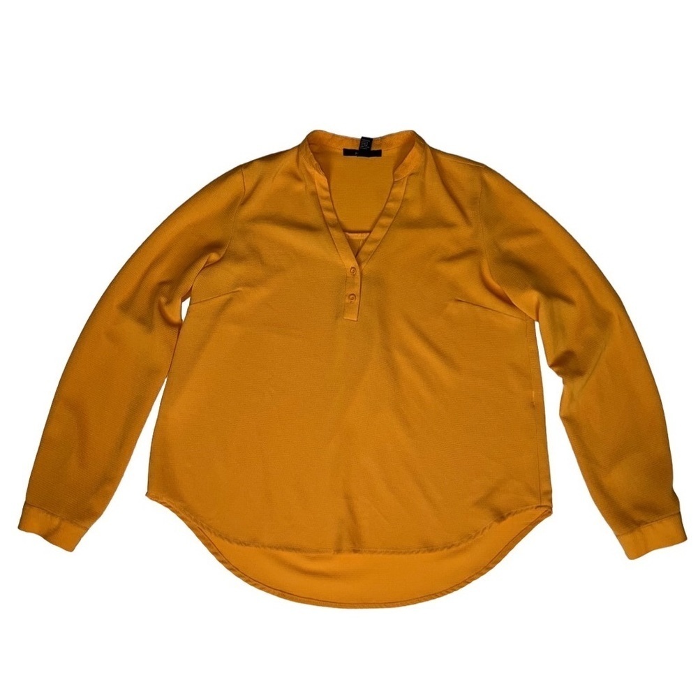 Forever 21 Yellow Long Sleeve V-neck Blouse Size M
